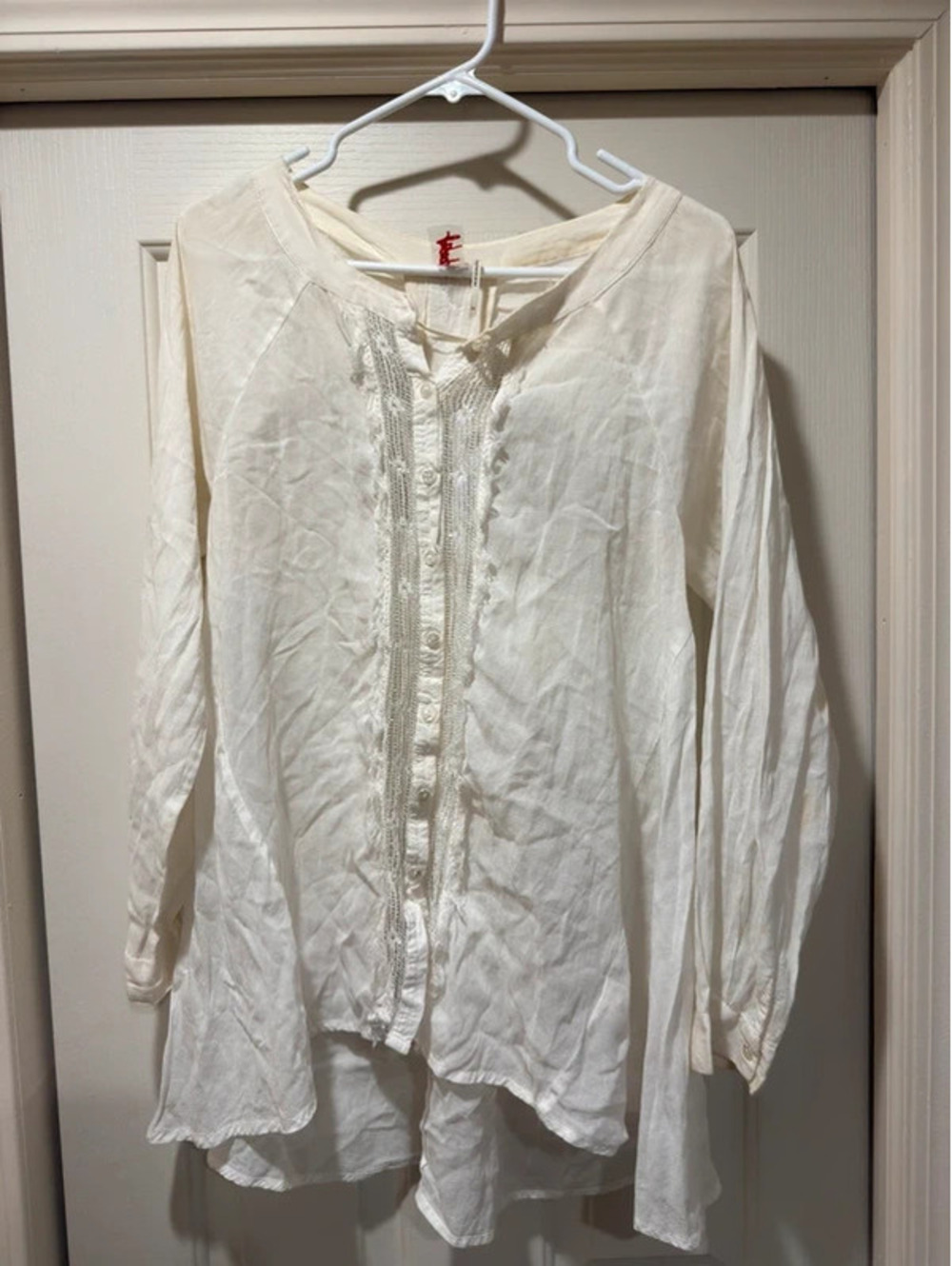 Free People Beach White Open Back Tunic Blouse